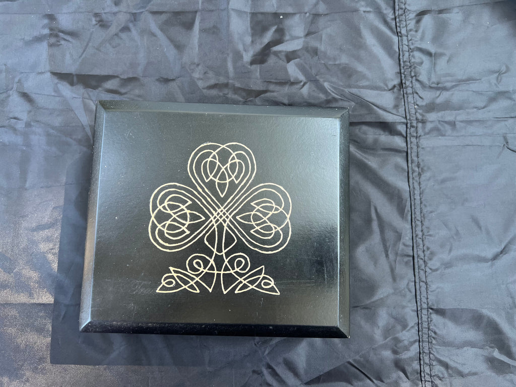 Box, Wood Engraved Celtic Shamrock | Handcrafted Irish Storage for Tarot, Crystals & Treasures