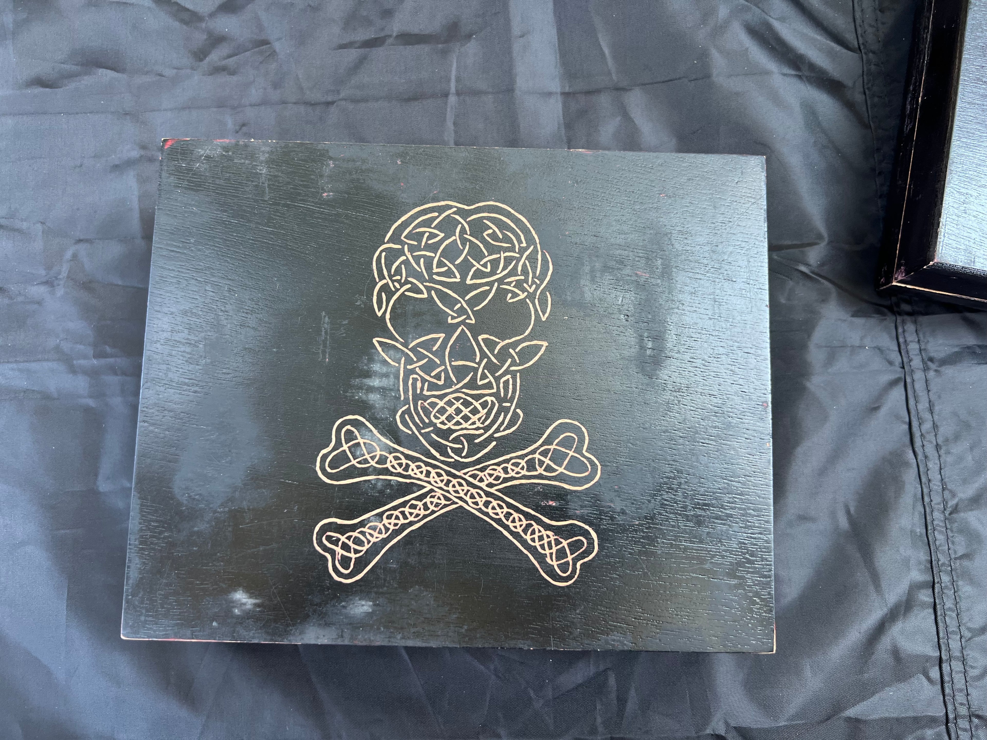 Box, Wood Engraved Skull & Bones | Handcrafted Celtic Gothic Storage for Tarot & Crystals