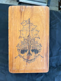 Box, Wood Burned Pirate Ship | Handcrafted Nautical Storage for Tarot, Treasures & Collectibles