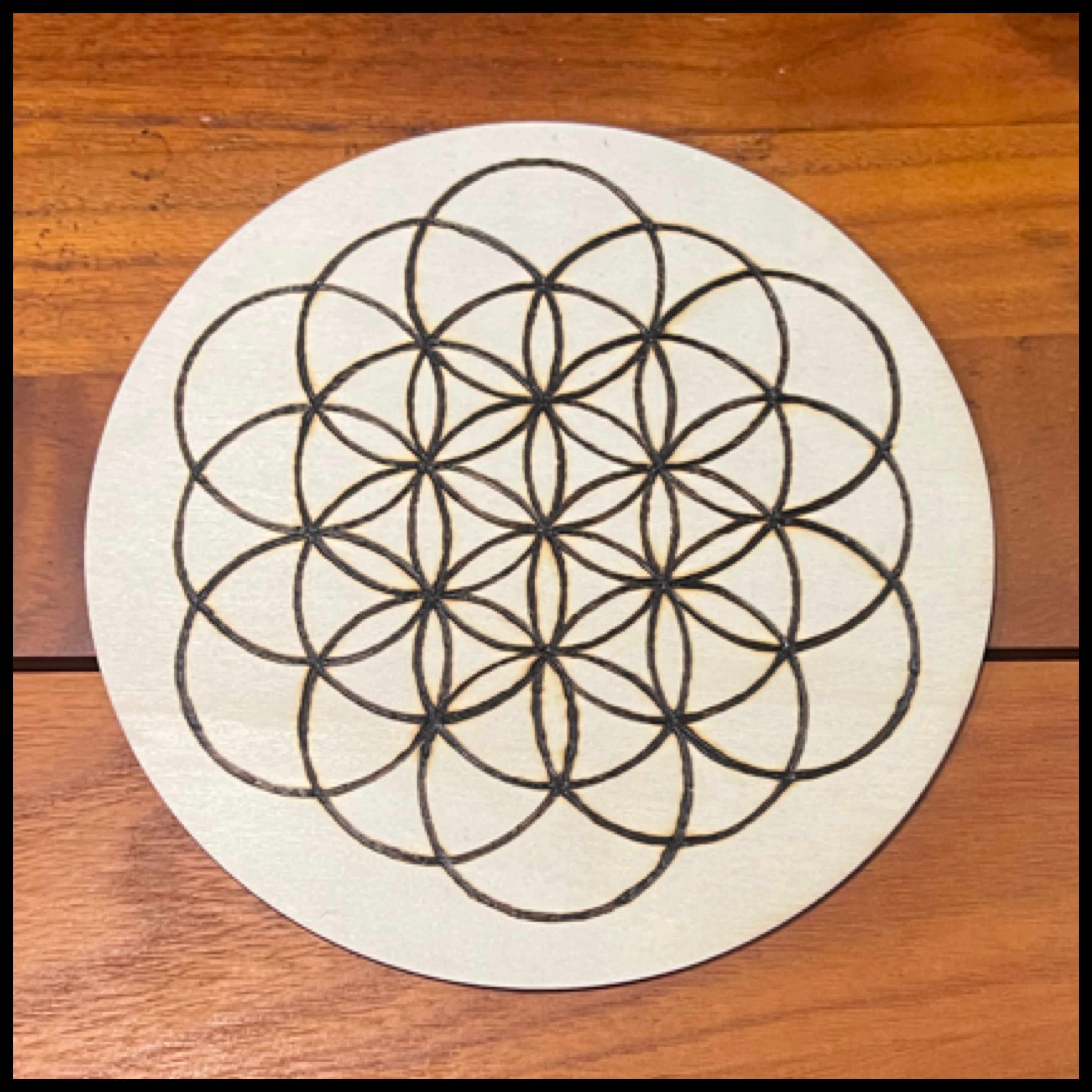 Board, Pendulum All-Seeing Eye 6" | Hand Wood-Burned Pendulum Board + Crystal Grid Back