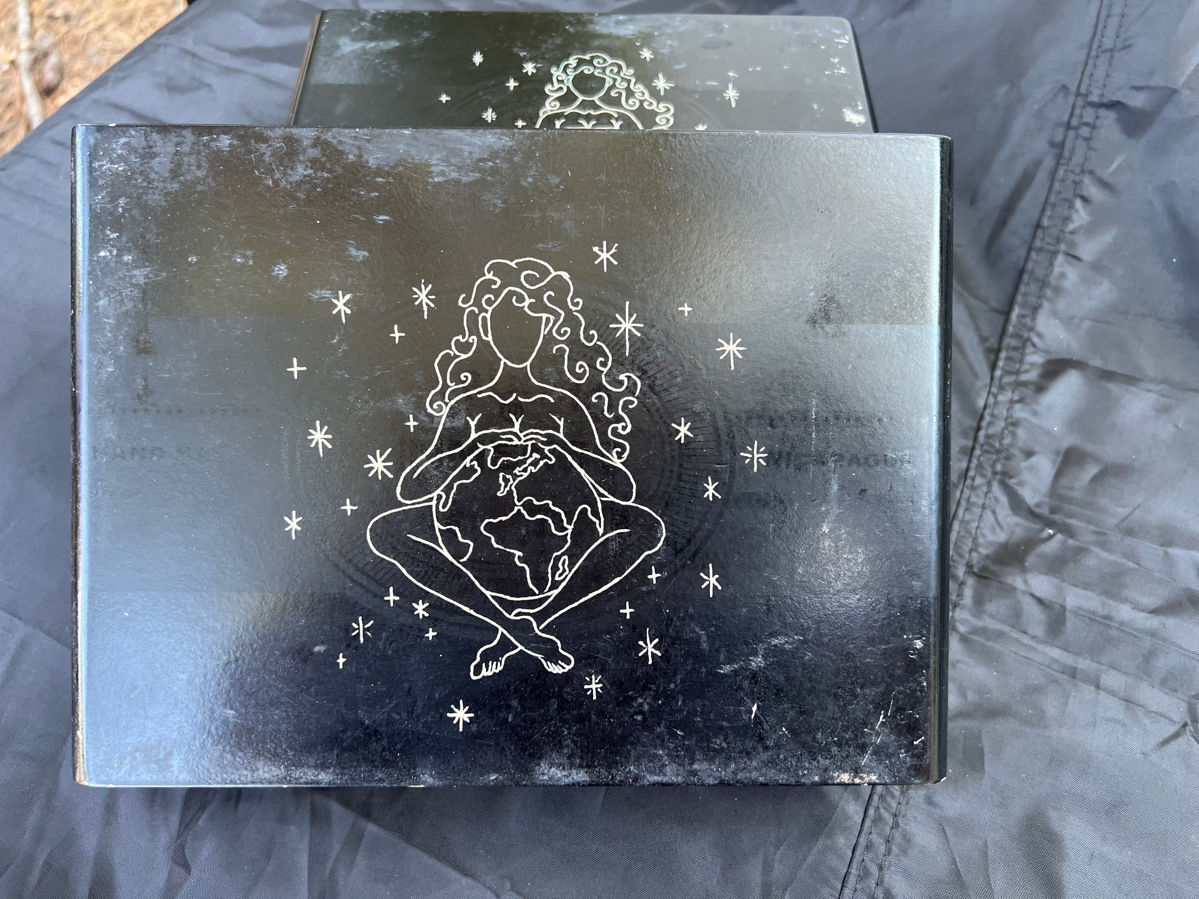 Box, Wood Engraved Goddess Earth | Handcrafted Gaia Storage for Tarot, Crystals & Altar Tools