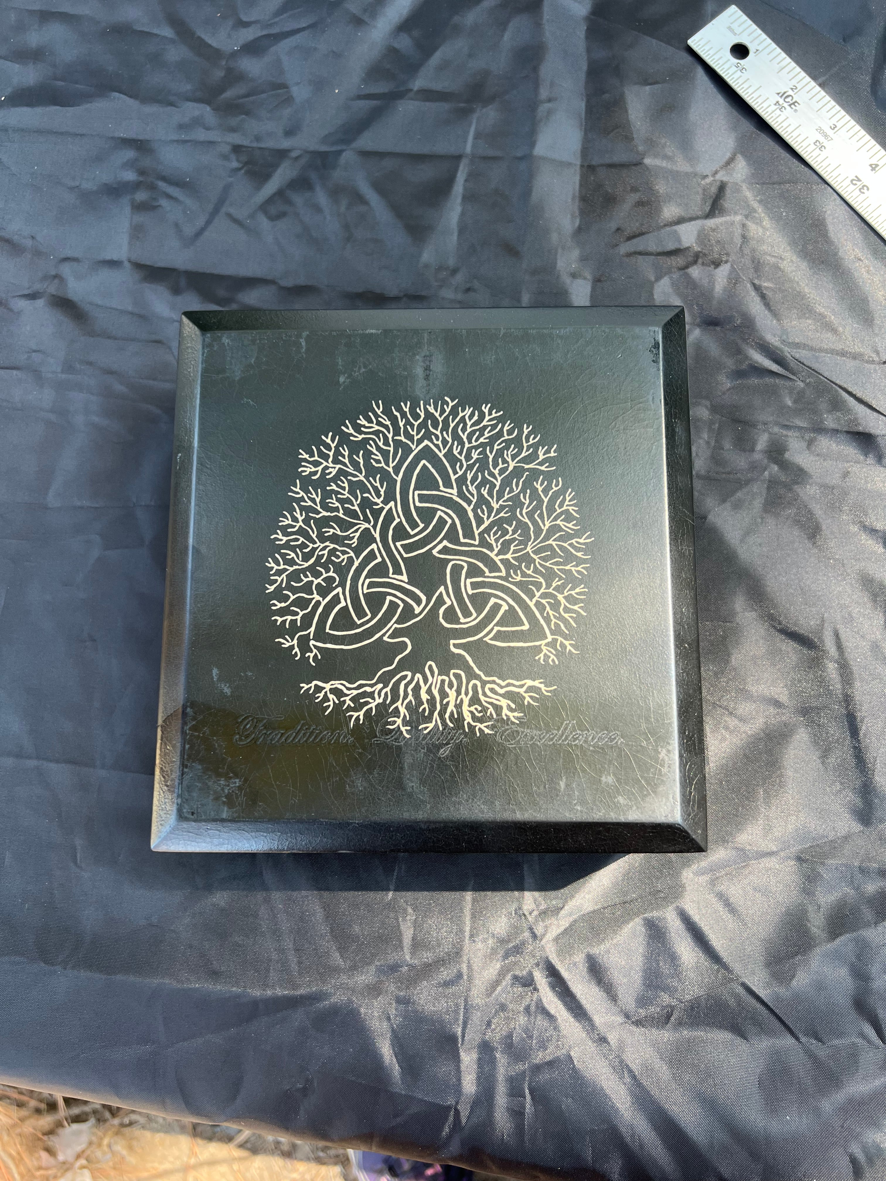 Box, Wood Engraved Celtic Tree | Handcrafted Tree of Life Storage for Tarot, Crystals & Altar Tools