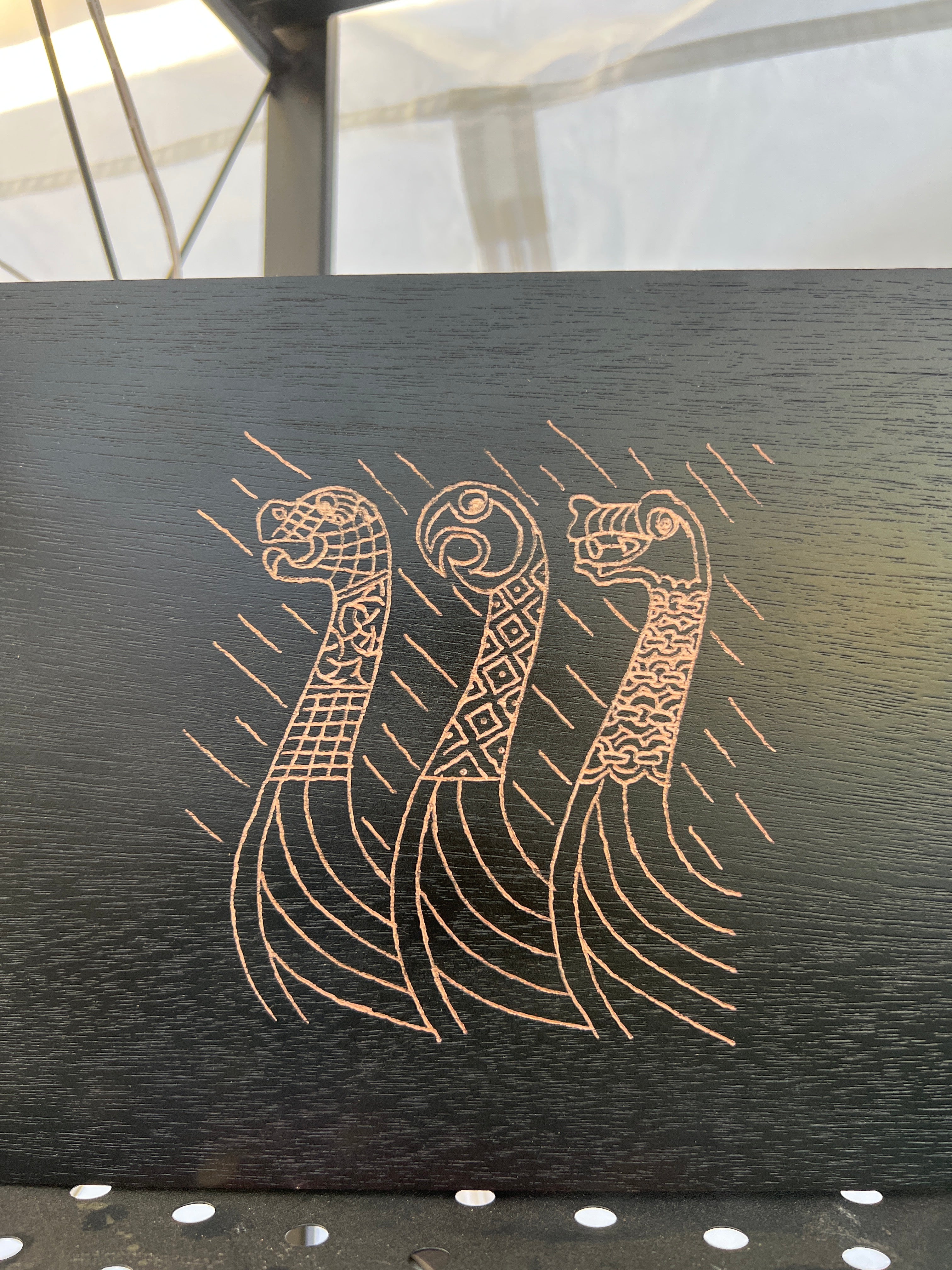 Box, Wood Engraved Viking Ships | Handcrafted Norse Longship Storage for Tarot, Crystals & Treasures