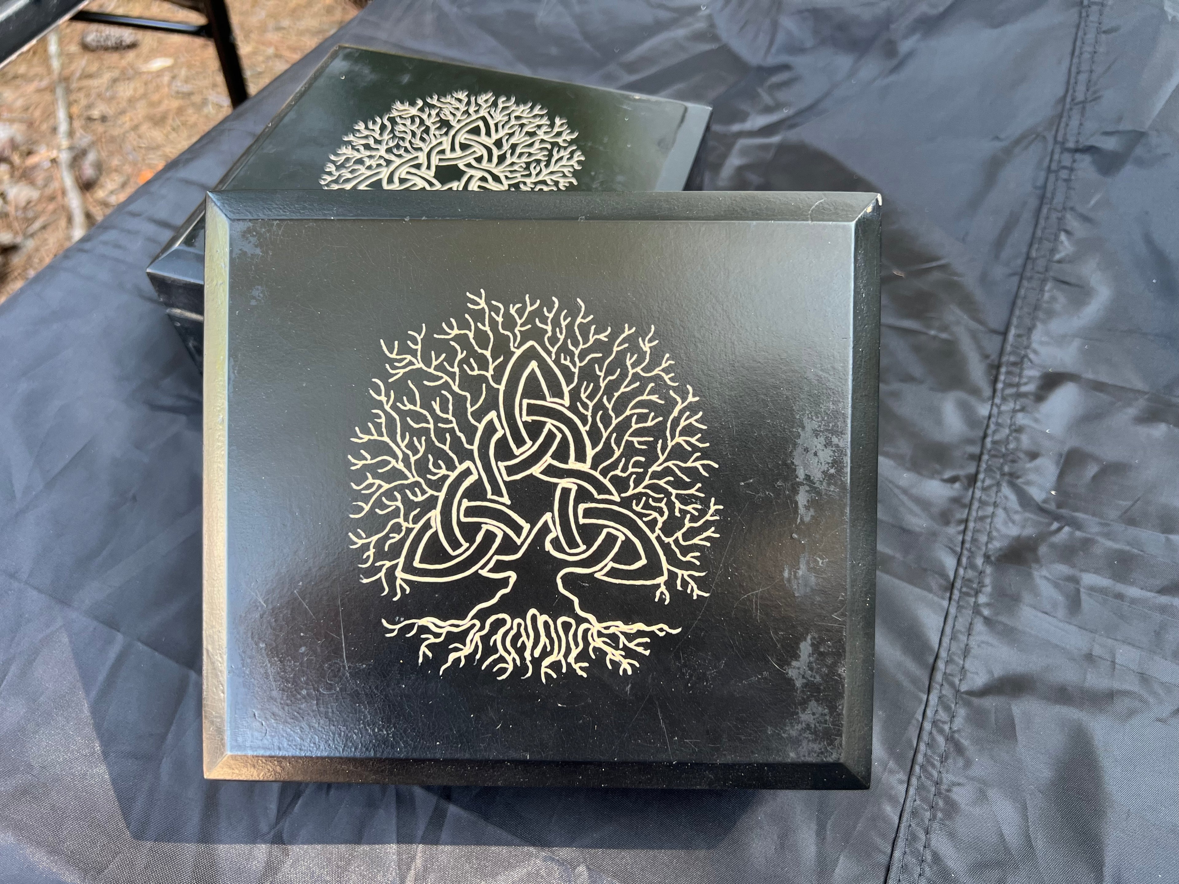 Box, Wood Engraved Celtic Tree | Handcrafted Tree of Life Storage for Tarot, Crystals & Altar Tools