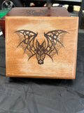 Box, Wood Burned Lace Bat | Handcrafted Gothic Storage for Tarot, Crystals & Altar Tools