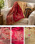 Blanket Boho Throw Reds - Upcycled Pashmina Scarf Throw