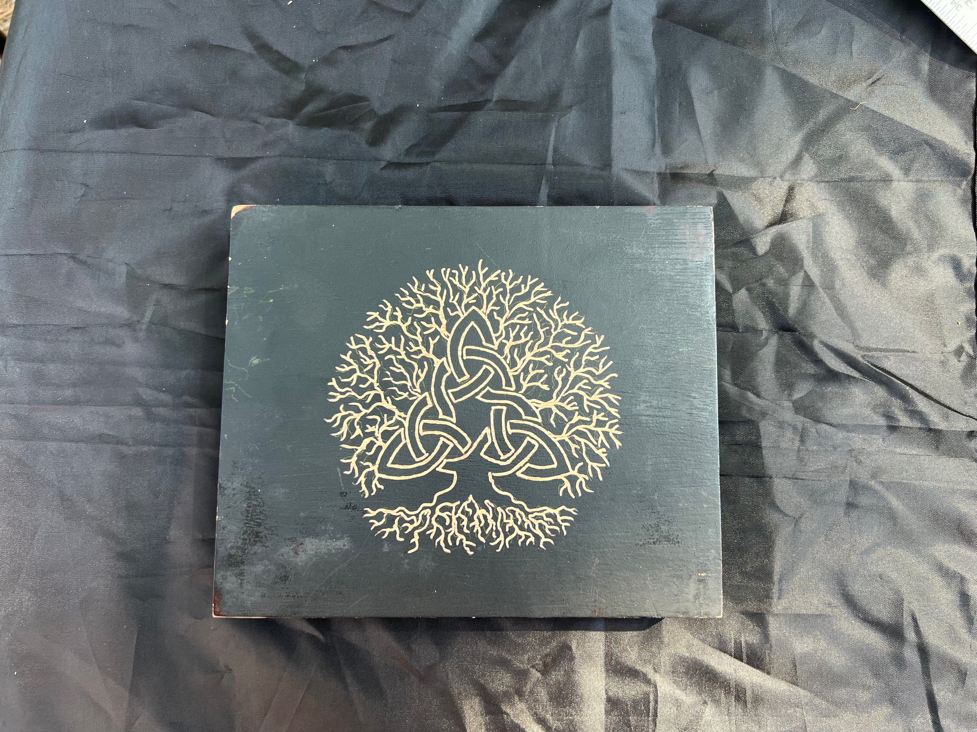 Box, Wood Engraved Celtic Tree | Handcrafted Tree of Life Storage for Tarot, Crystals & Altar Tools