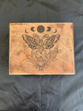 Box, Wood Burned Dark Moth | Handcrafted Mystical Storage for Tarot, Crystals & Altar Tools