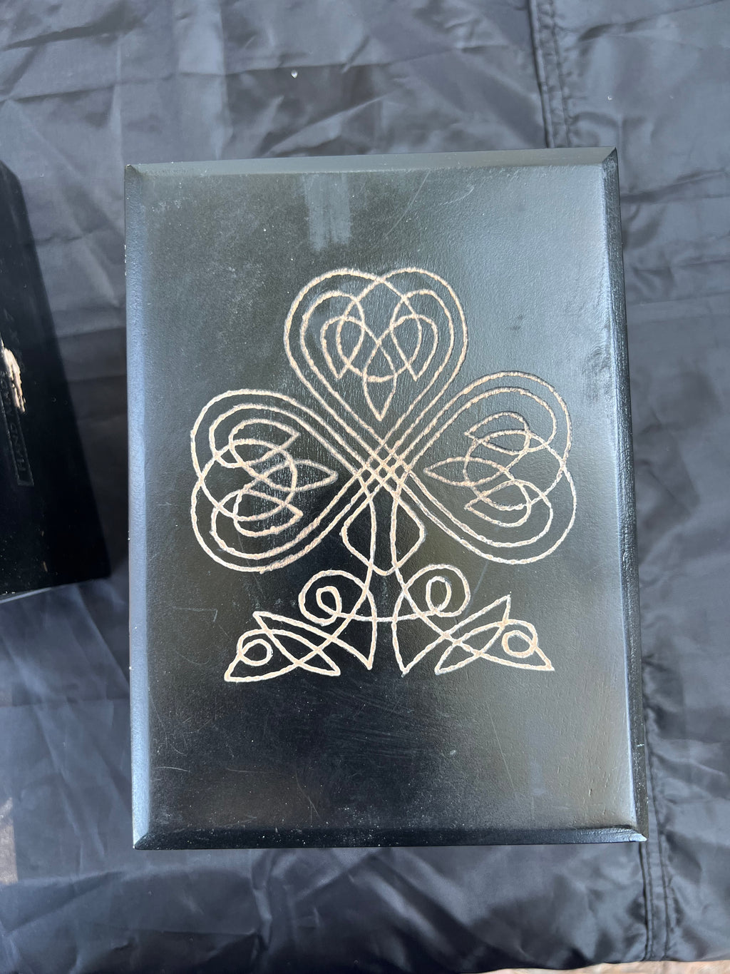Box, Wood Engraved Celtic Shamrock | Handcrafted Irish Storage for Tarot, Crystals & Treasures