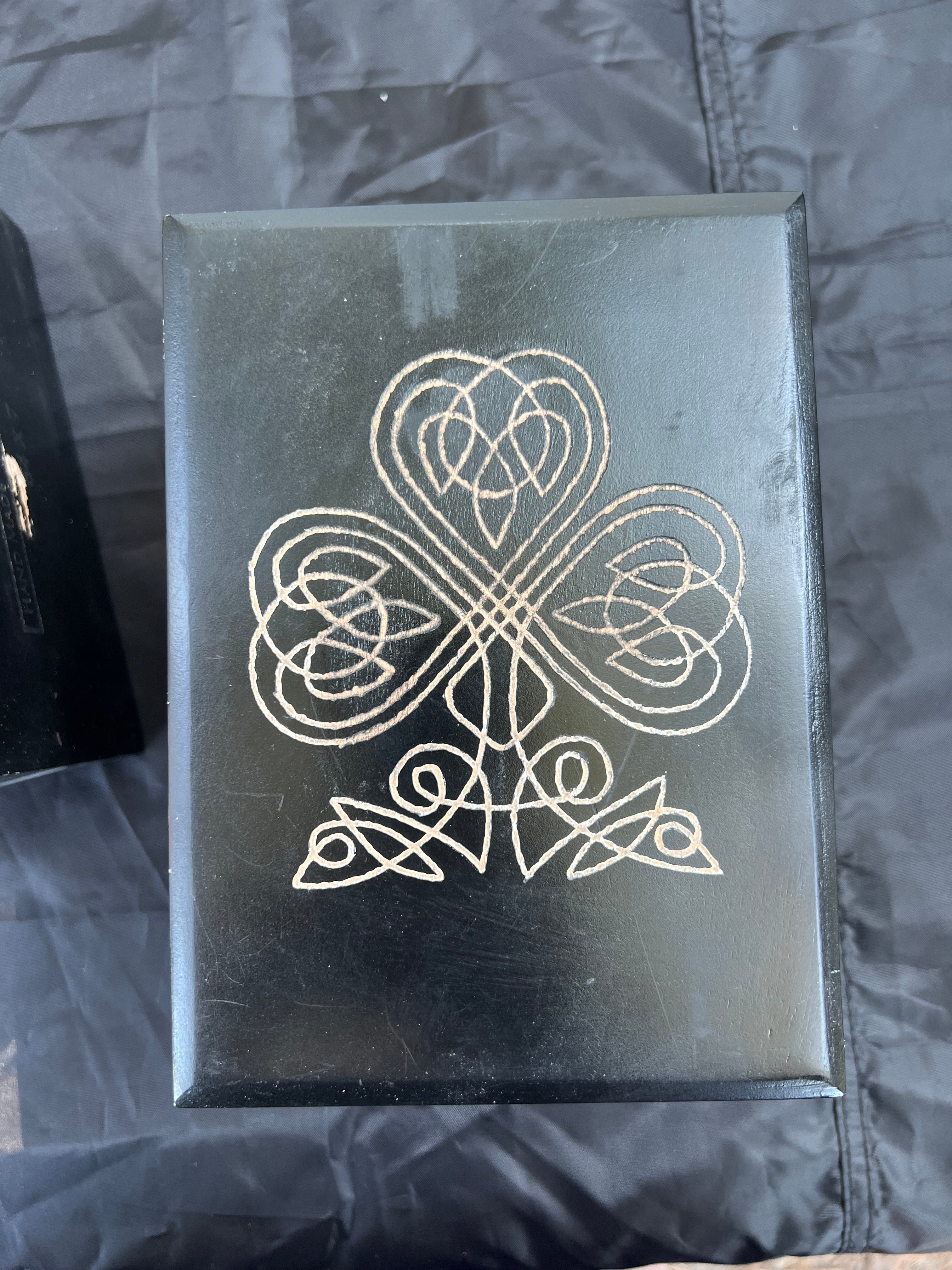Box, Wood Engraved Celtic Shamrock | Handcrafted Irish Storage for Tarot, Crystals & Treasures