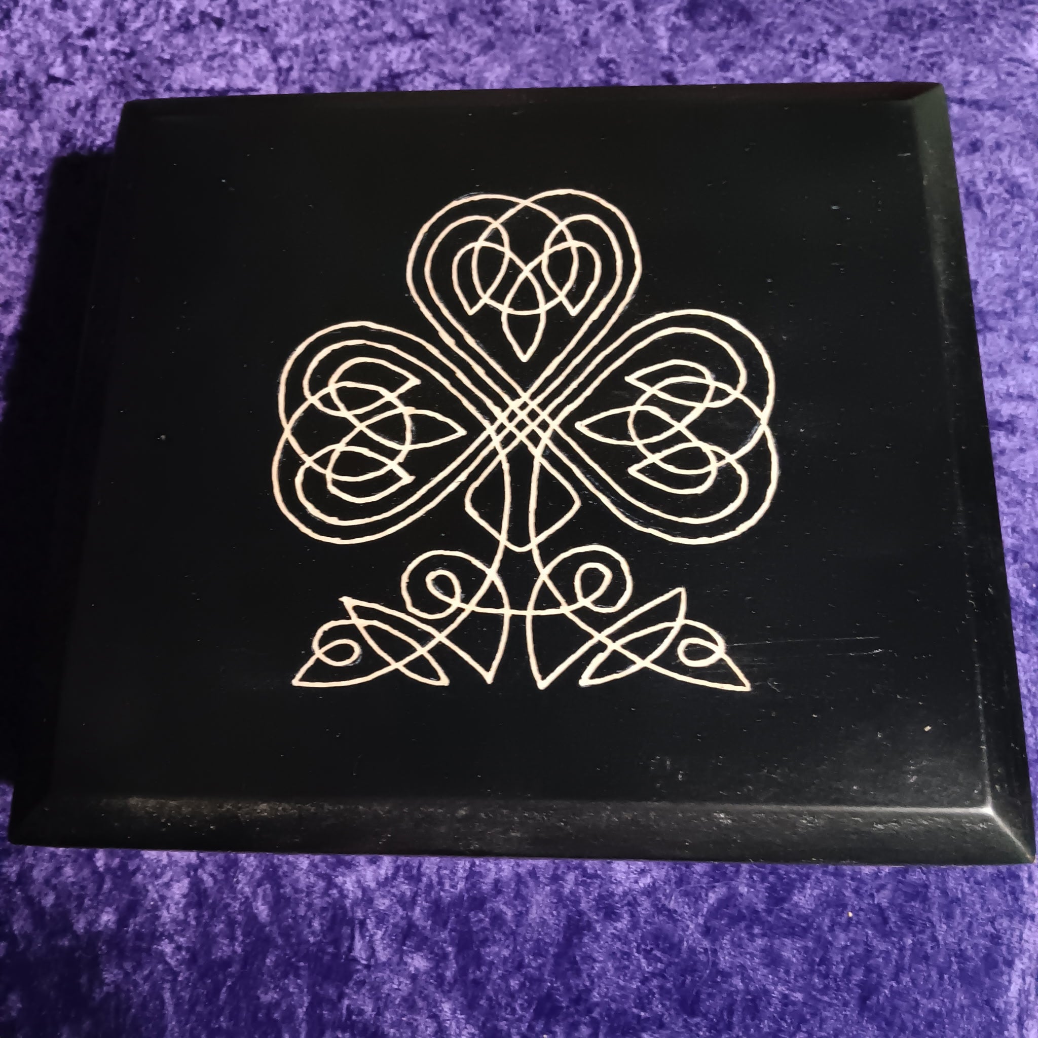 Box, Wood Engraved Celtic Shamrock | Handcrafted Irish Storage for Tarot, Crystals & Treasures