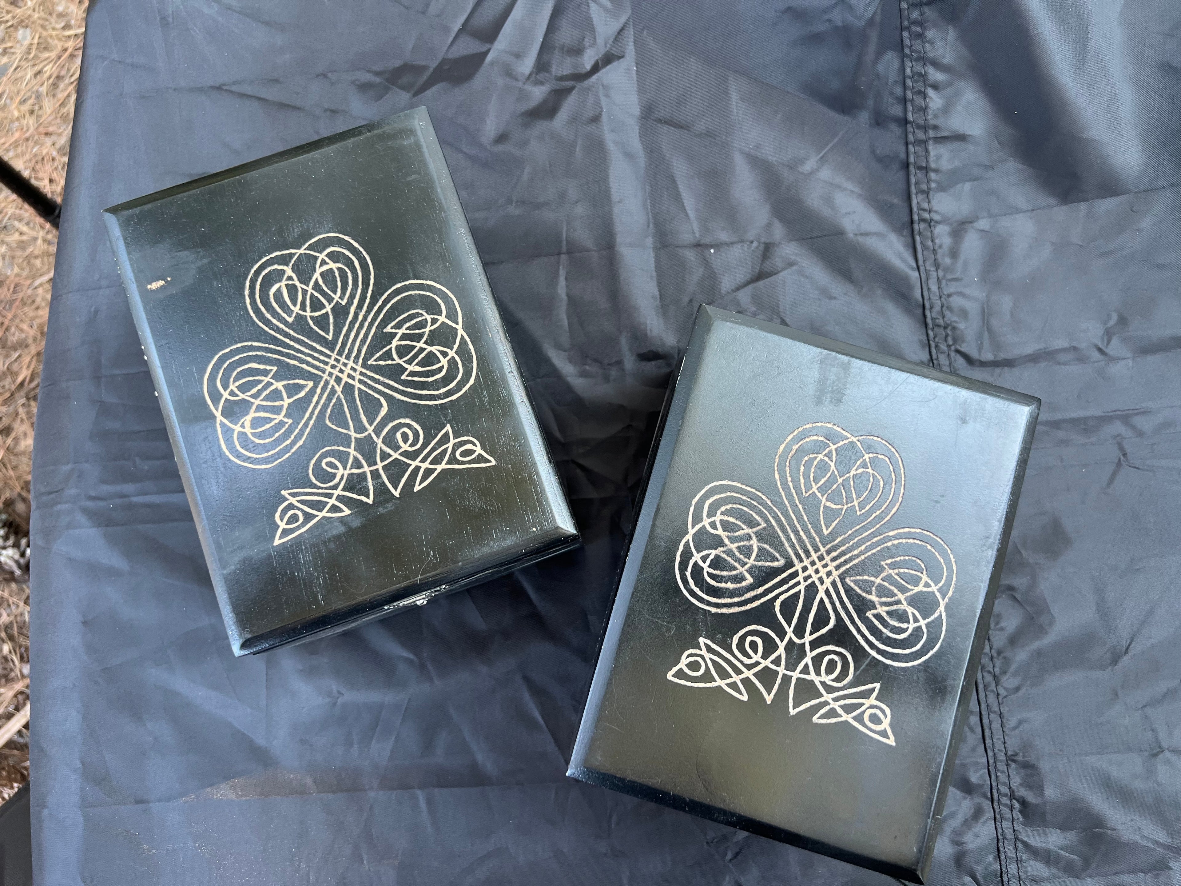 Box, Wood Engraved Celtic Shamrock | Handcrafted Irish Storage for Tarot, Crystals & Treasures