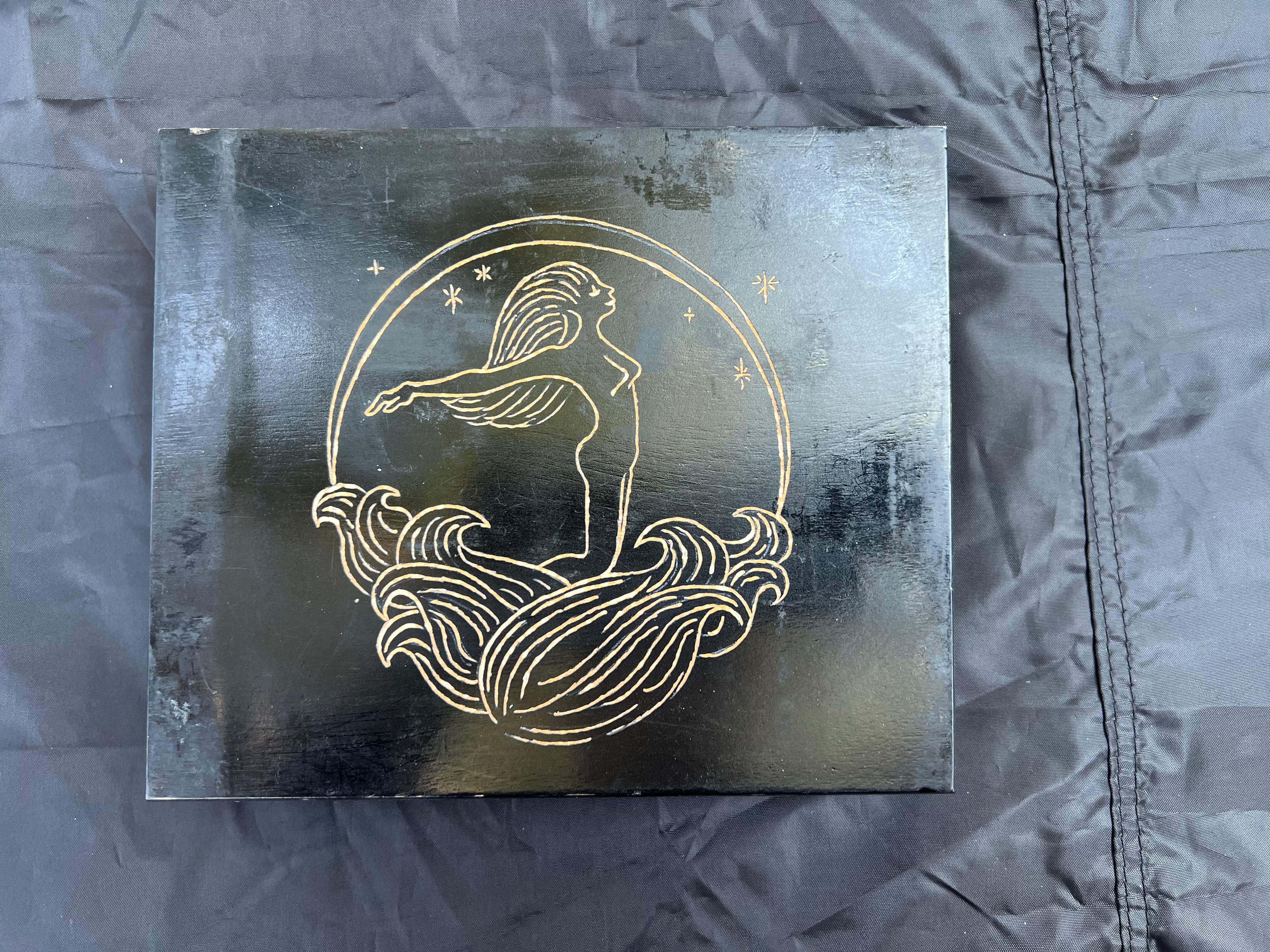Box, Wood Engraved Goddess Water | Handcrafted Water Deity Storage for Tarot & Crystals
