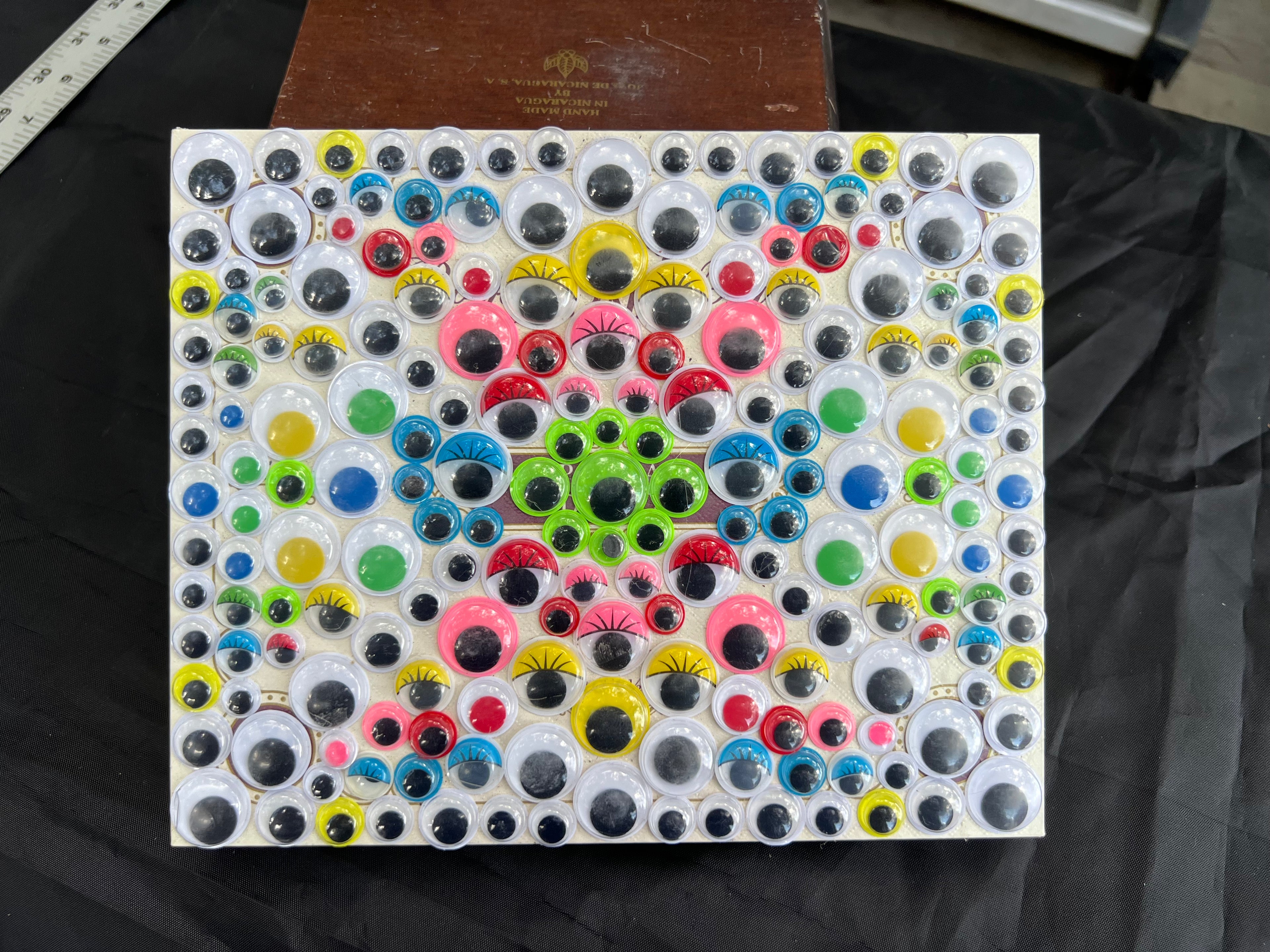 Box, Wood Embellished Googly Eyes