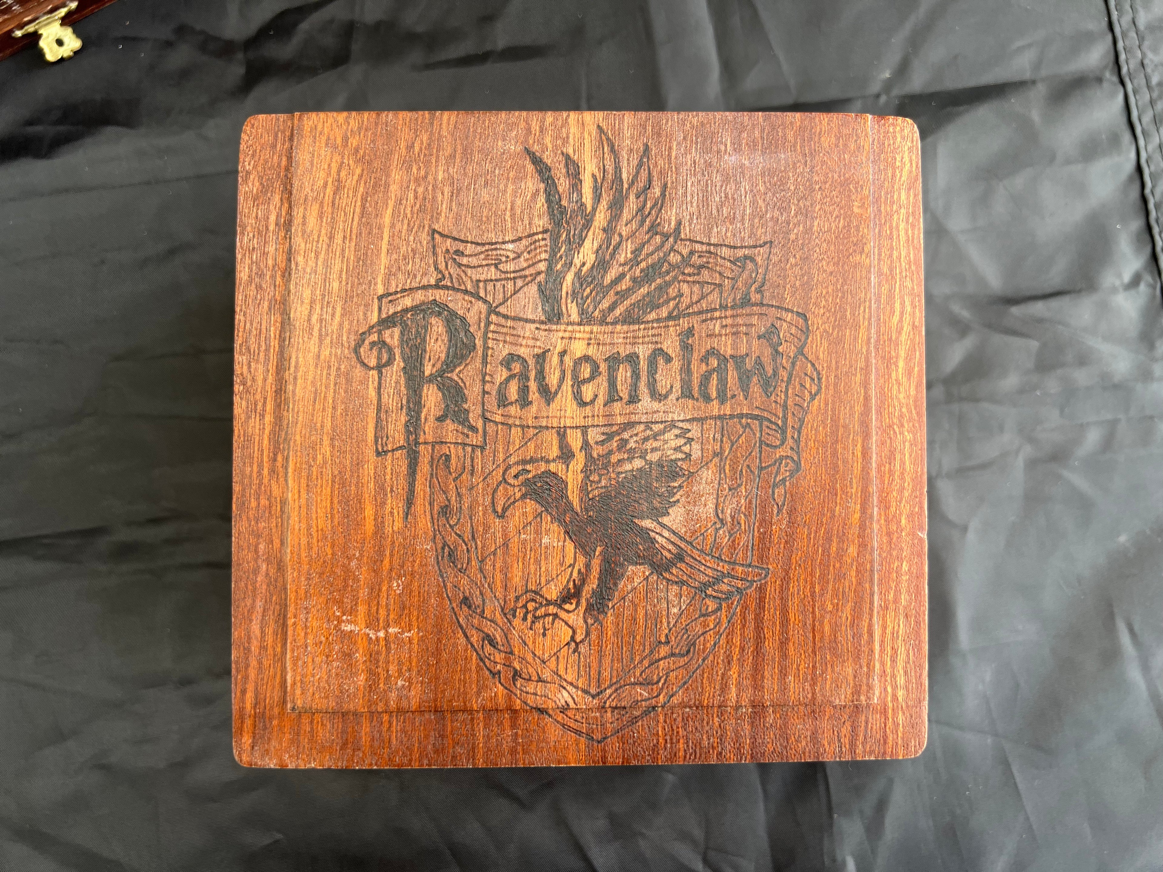 Box, Wood Burned House Ravenclaw