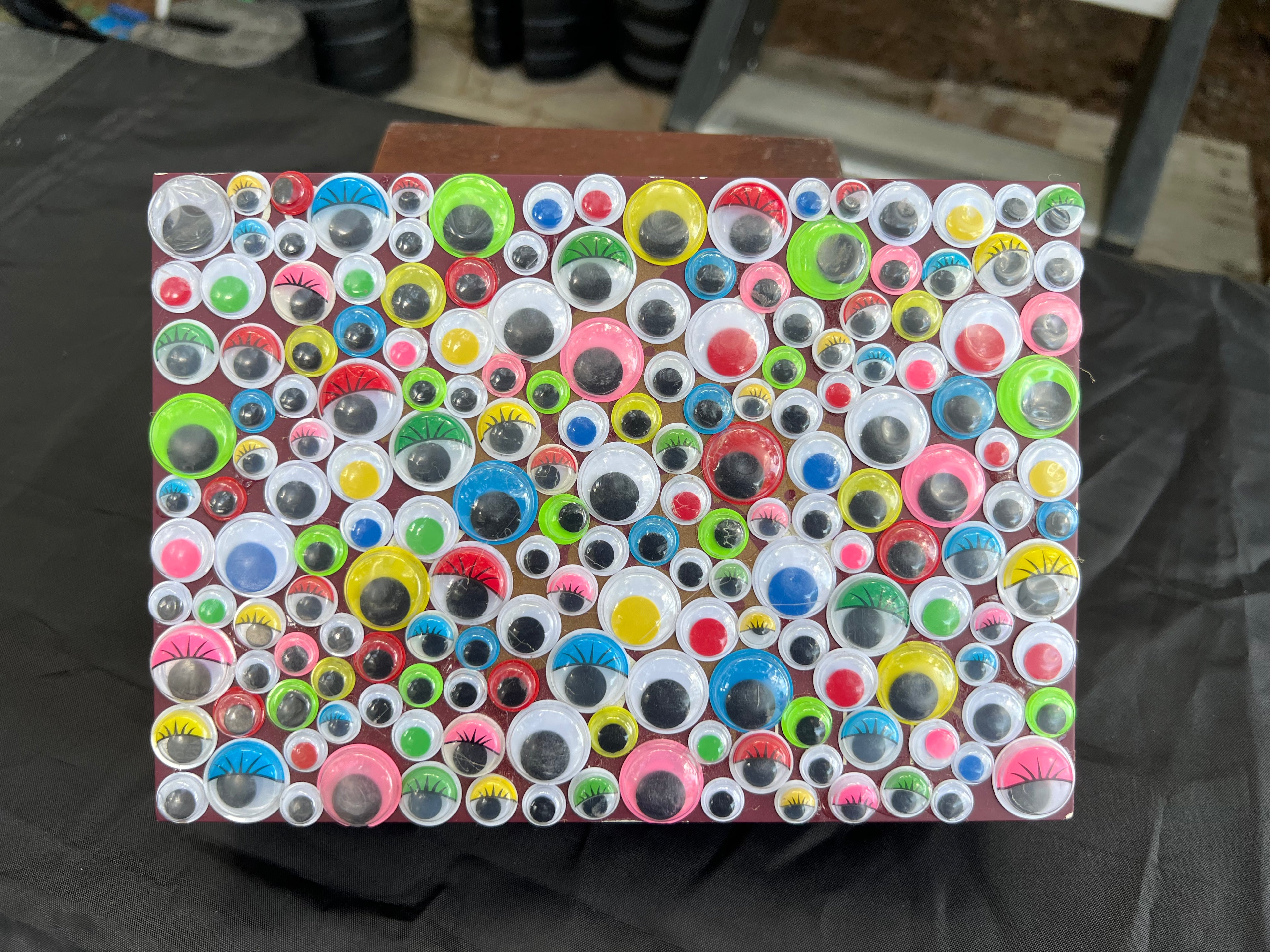 Box, Wood Embellished Googly Eyes