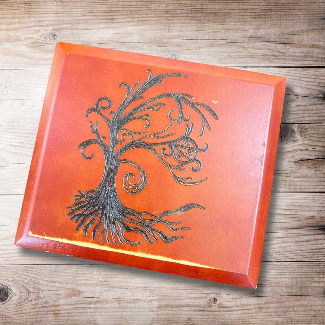 Box, Wood Burned Pentacle Tree | Handcrafted Pagan Storage for Tarot, Crystals & Altar Tools