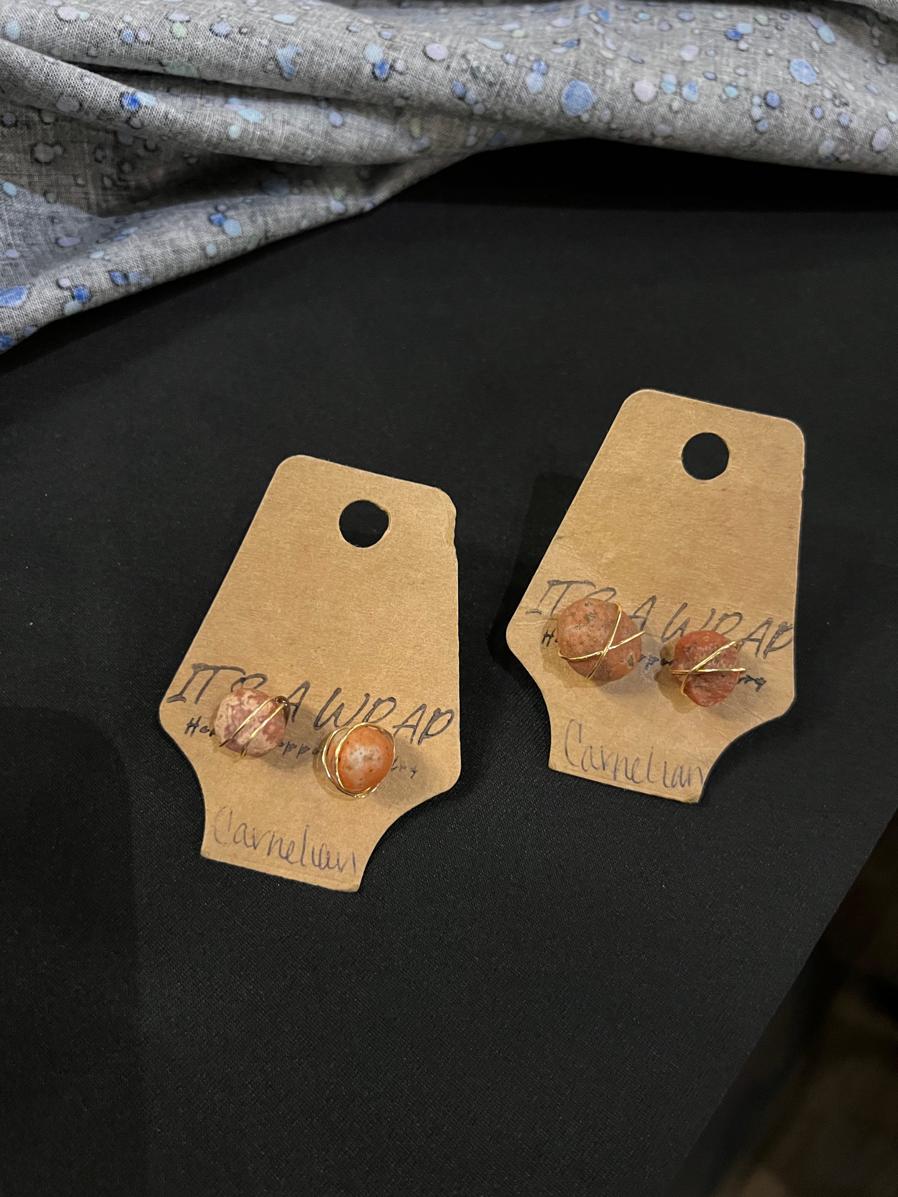Earrings IAW Carnelian Stud Gold