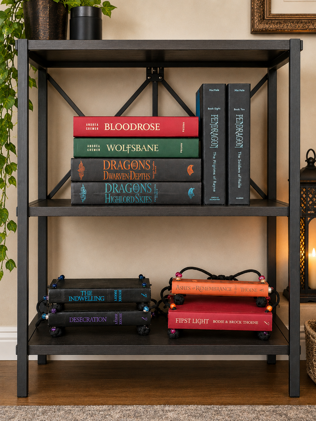 Book Shelf Hanging Matched Pairs| Repurposed Hardback Hanging Shelf with Paracord (Upcycled Decor)