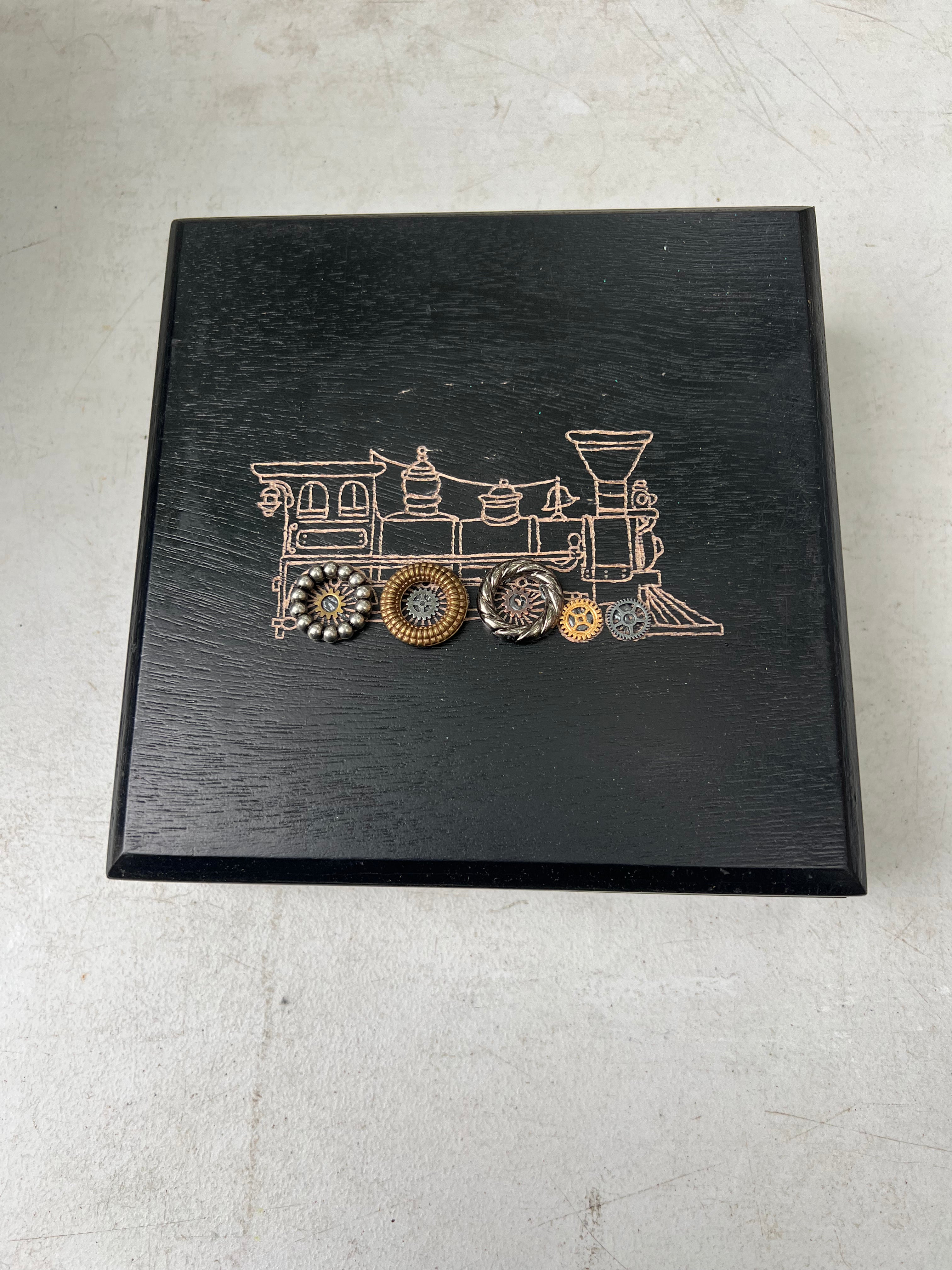 Box, Wood Embellished Steampunk Train